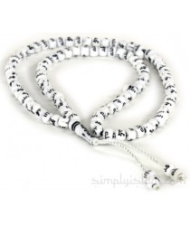 White Tasbeeh with Black Engraved Pattern(100 prayer beads)